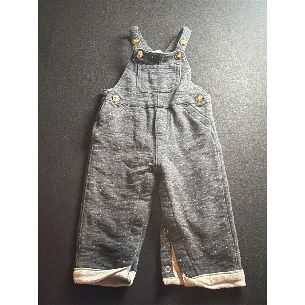 Carter's Baby Overalls Size 9 Months Heather Gray Speckle Knit Jumpsuit -183